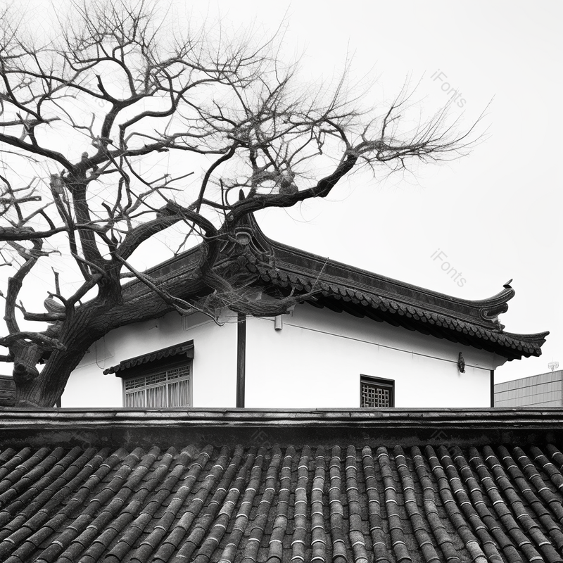 乡村的古房屋建筑黑白配色背景,高清,摄影图,摄影图片,图片大全,摄影图免费下载